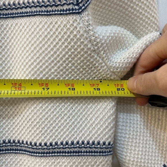 Chico's Nautical Striped Sweater Sz L Cotton Blend Vacation Beachy Coastal Knit - Picture 5 of 9